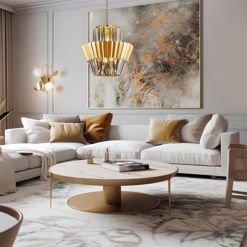 Chandelier on a chain DONNA 9xE14/40W/230V d. 45 cm gold