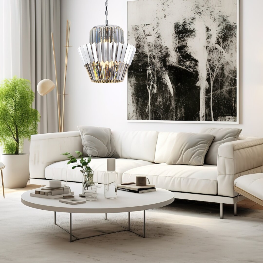 Chandelier on a chain DONNA 9xE14/40W/230V d. 45 cm matte chrome
