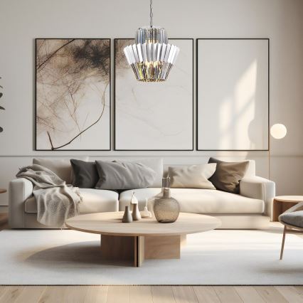 Chandelier on a chain DONNA 9xE14/40W/230V d. 45 cm matte chrome