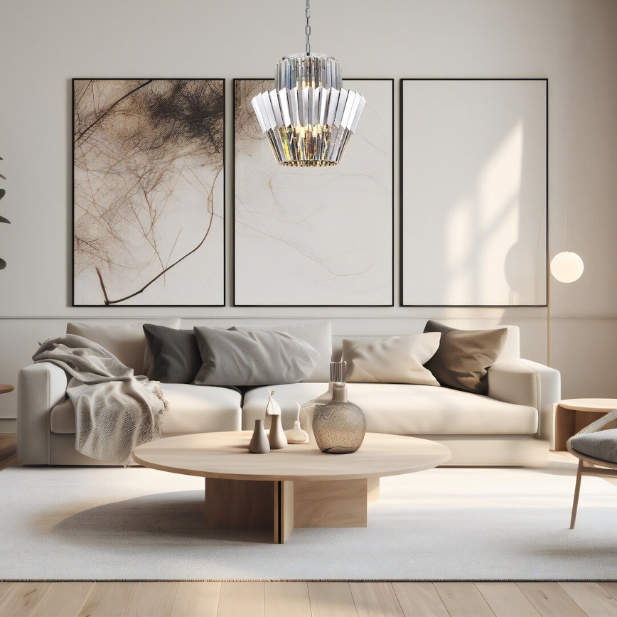 Chandelier on a chain DONNA 9xE14/40W/230V d. 45 cm matte chrome