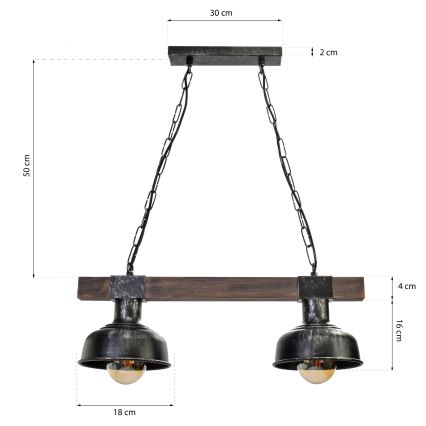 Chandelier on a chain FARO 2xE27/60W/230V