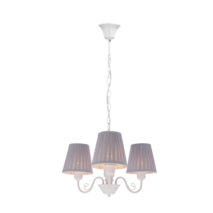 Chandelier on a chain FIREZ 3xE27/40W/230V white/grey