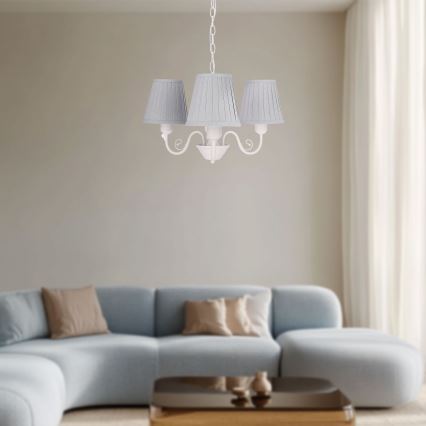 Chandelier on a chain FIREZ 3xE27/40W/230V white/grey