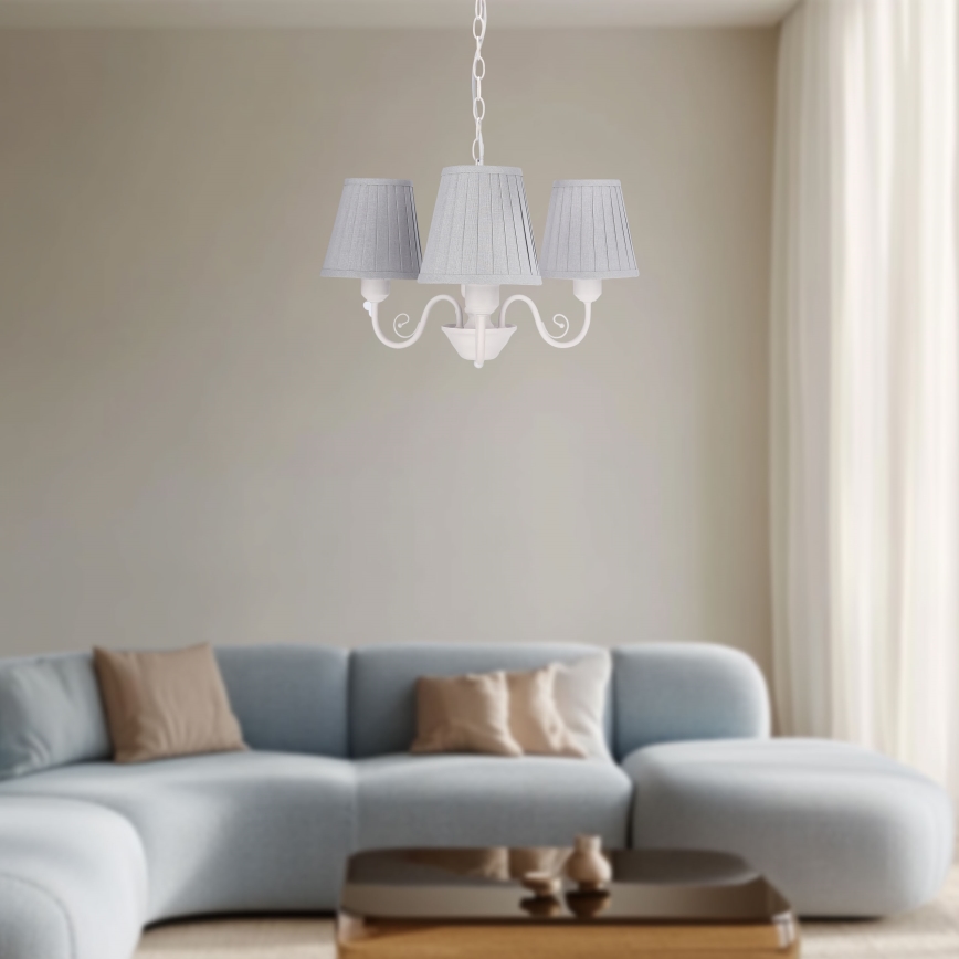 Chandelier on a chain FIREZ 3xE27/40W/230V white/grey
