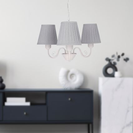 Chandelier on a chain FIREZ 3xE27/40W/230V white/grey