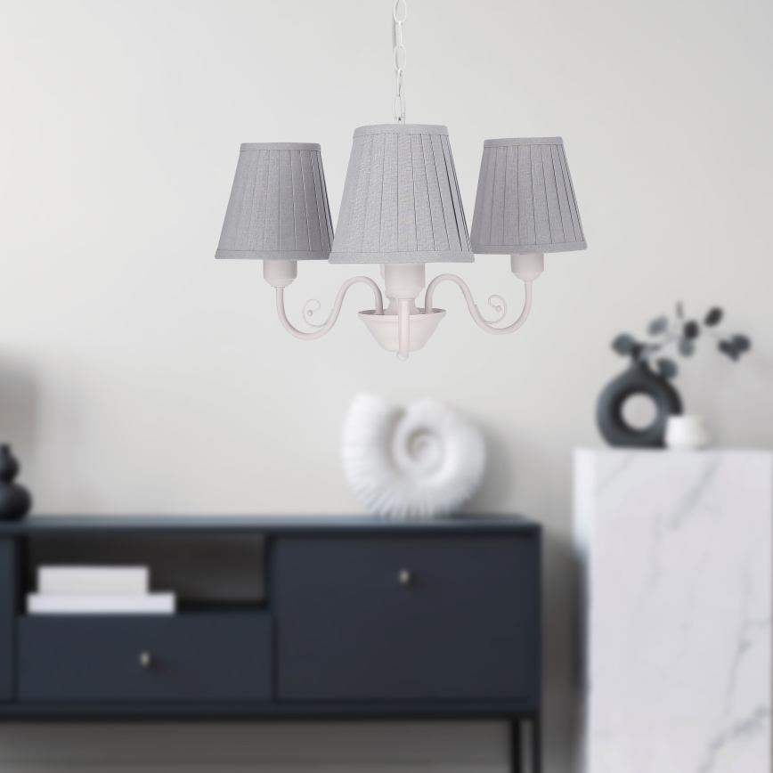 Chandelier on a chain FIREZ 3xE27/40W/230V white/grey