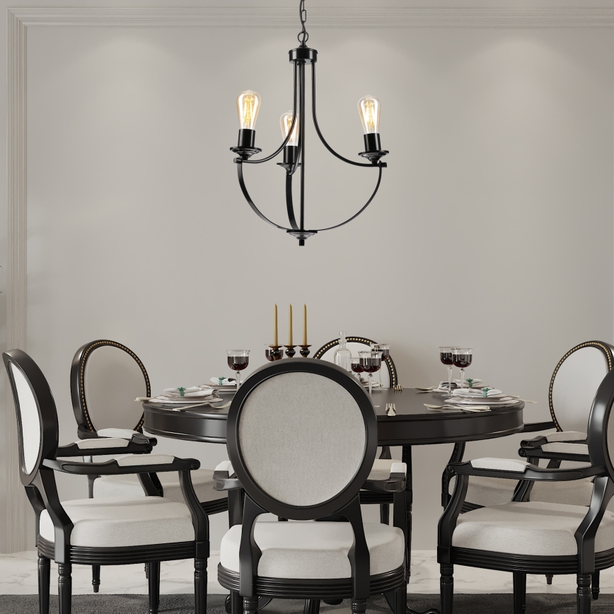 Chandelier on a chain GINA 3xE27/60W/230V black
