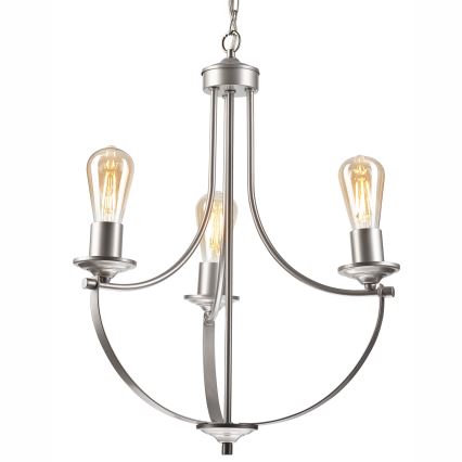 Chandelier on a chain GINA 3xE27/60W/230V matte chrome