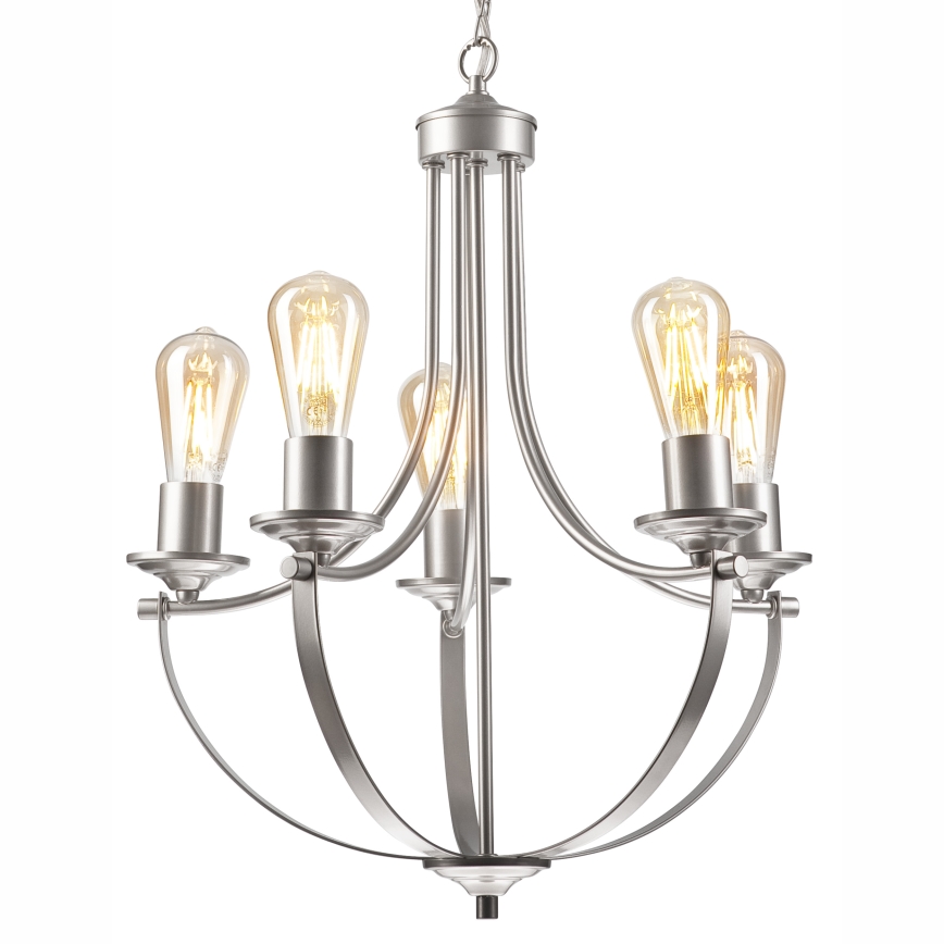 Chandelier on a chain GINA 5xE27/60W/230V matte chrome