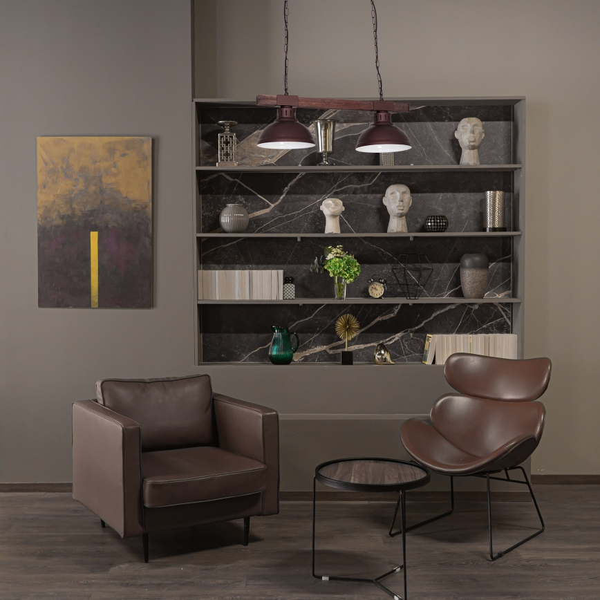 Chandelier on a chain HAKON 2xE27/60W/230V pine