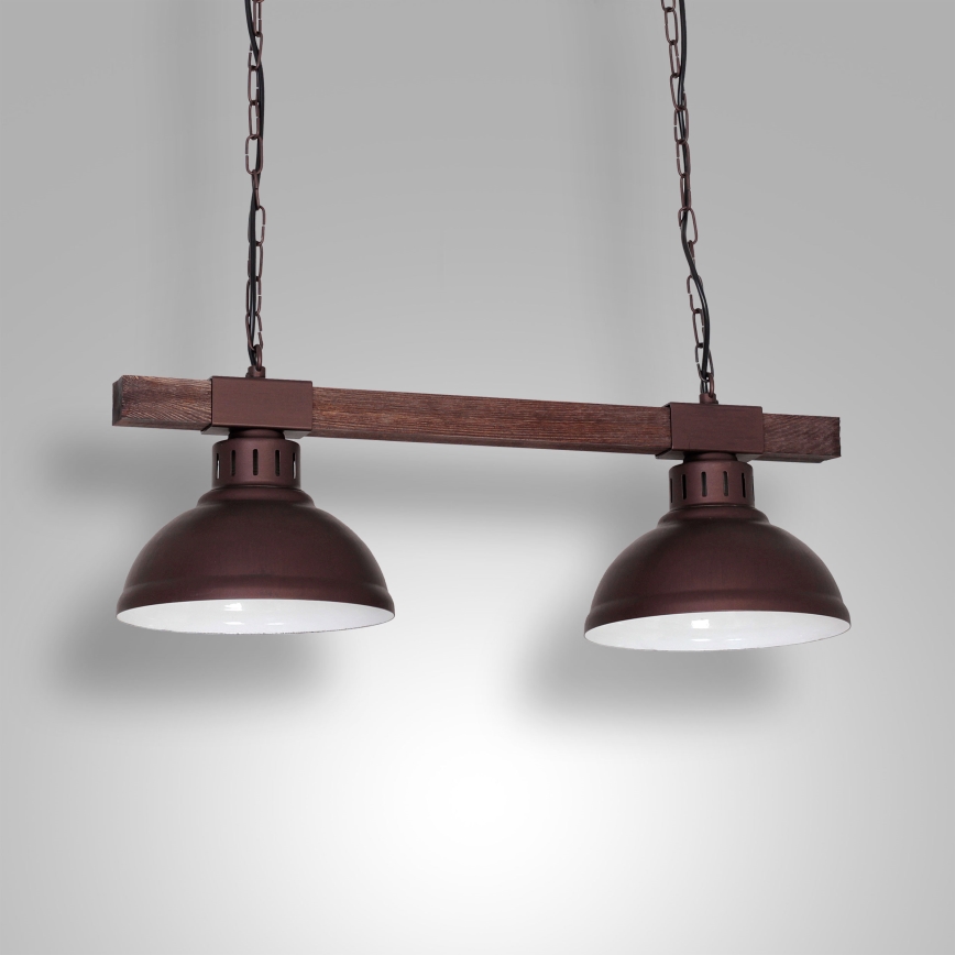 Chandelier on a chain HAKON 2xE27/60W/230V pine
