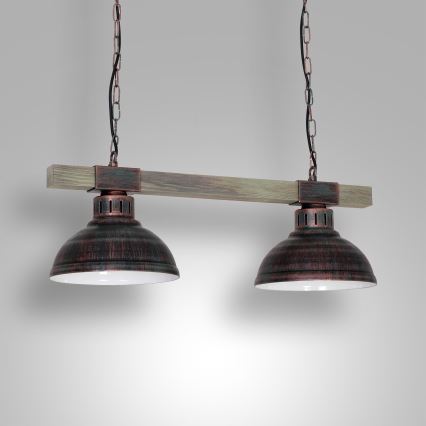 Chandelier on a chain HAKON 2xE27/60W/230V patina