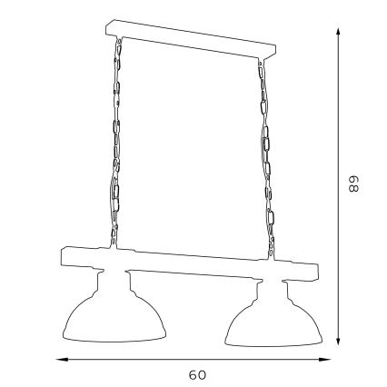 Chandelier on a chain HAKON 2xE27/60W/230V patina