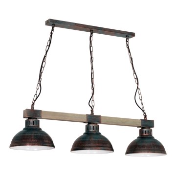 Chandelier on a chain HAKON 3xE27/60W/230V patina