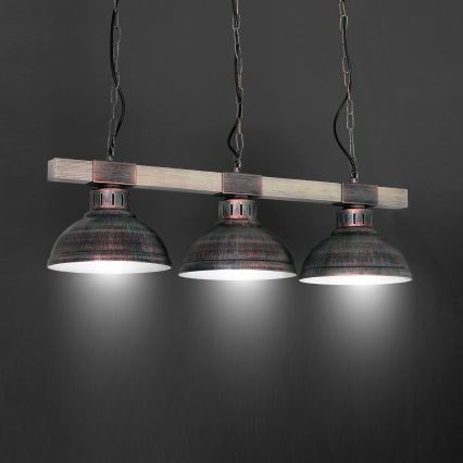 Chandelier on a chain HAKON 3xE27/60W/230V patina
