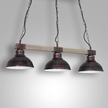 Chandelier on a chain HAKON 3xE27/60W/230V patina