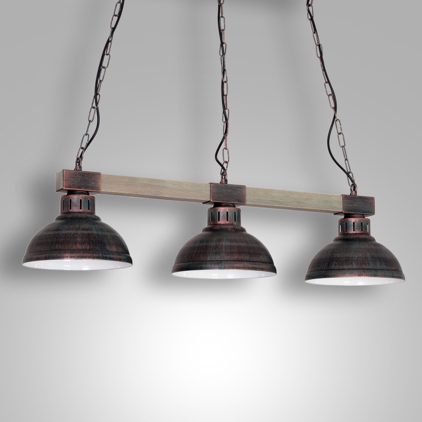 Chandelier on a chain HAKON 3xE27/60W/230V patina