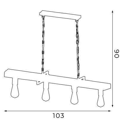 Chandelier on a chain HARD 4xE27/60W/230V
