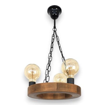 Chandelier on a chain IOS 3xE27/60W/230V d. 30 cm beech - FSC certified