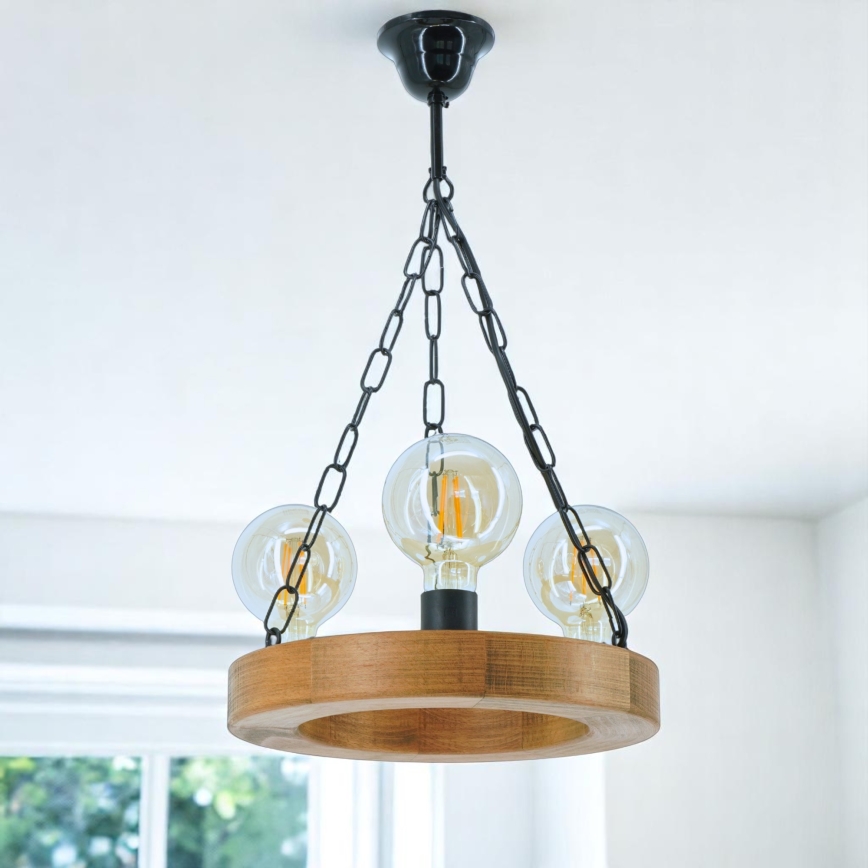 Chandelier on a chain IOS 3xE27/60W/230V d. 30 cm beech
