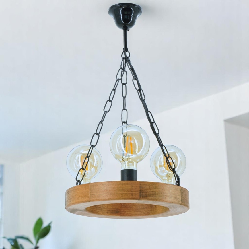 Chandelier on a chain IOS 3xE27/60W/230V d. 30 cm beech