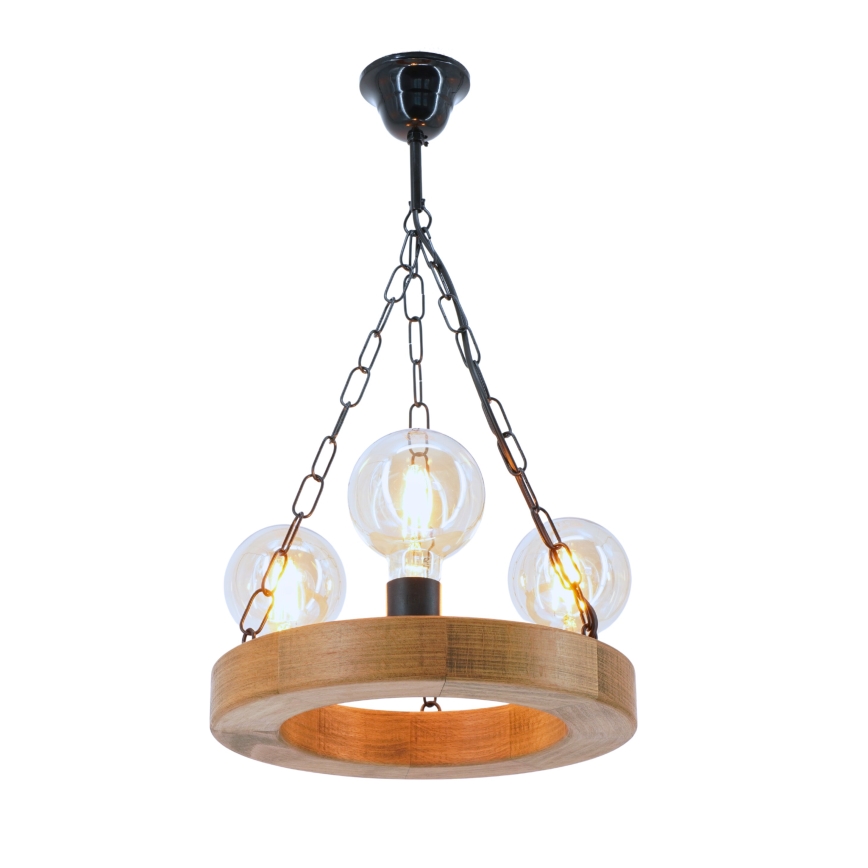 Chandelier on a chain IOS 3xE27/60W/230V d. 30 cm beech
