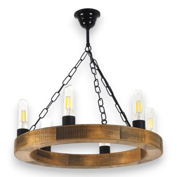 Chandelier on a chain IOS 6xE27/60W/230V d. 50 cm beech - FSC certified
