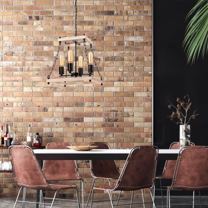 Chandelier on a chain JASPER 4xE27/60W/230V beech/beige