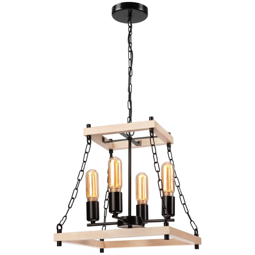 Chandelier on a chain JASPER 4xE27/60W/230V beech/beige