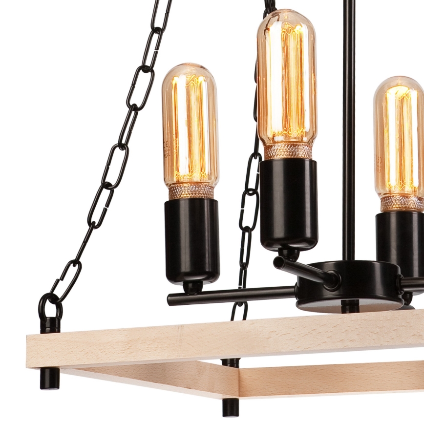 Chandelier on a chain JASPER 4xE27/60W/230V beech/beige