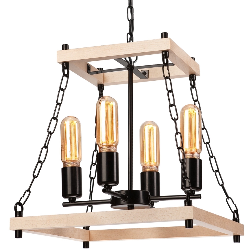 Chandelier on a chain JASPER 4xE27/60W/230V beech/beige