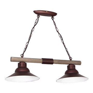 Chandelier on a chain JOSE 2xE27/60W/230V pine