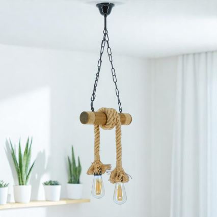 Chandelier on a chain KOS 2xE27/60W/230V beech