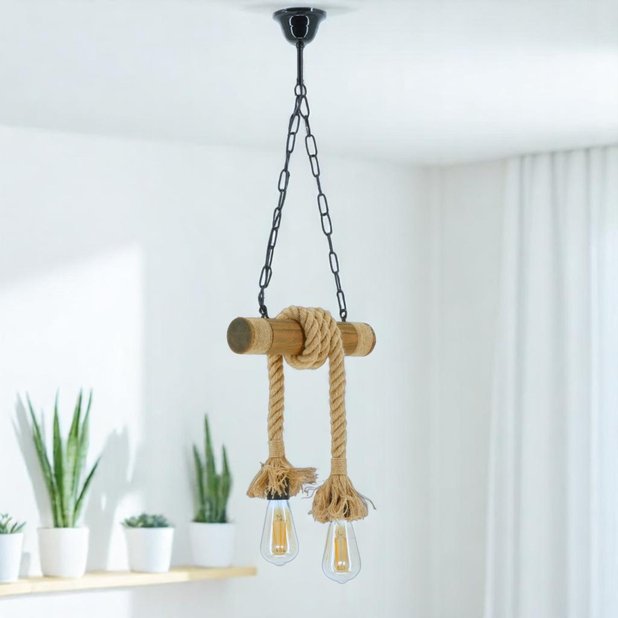 Chandelier on a chain KOS 2xE27/60W/230V beech