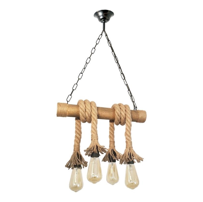 Chandelier on a chain KOS 4xE27/60W/230V beech - FSC certified