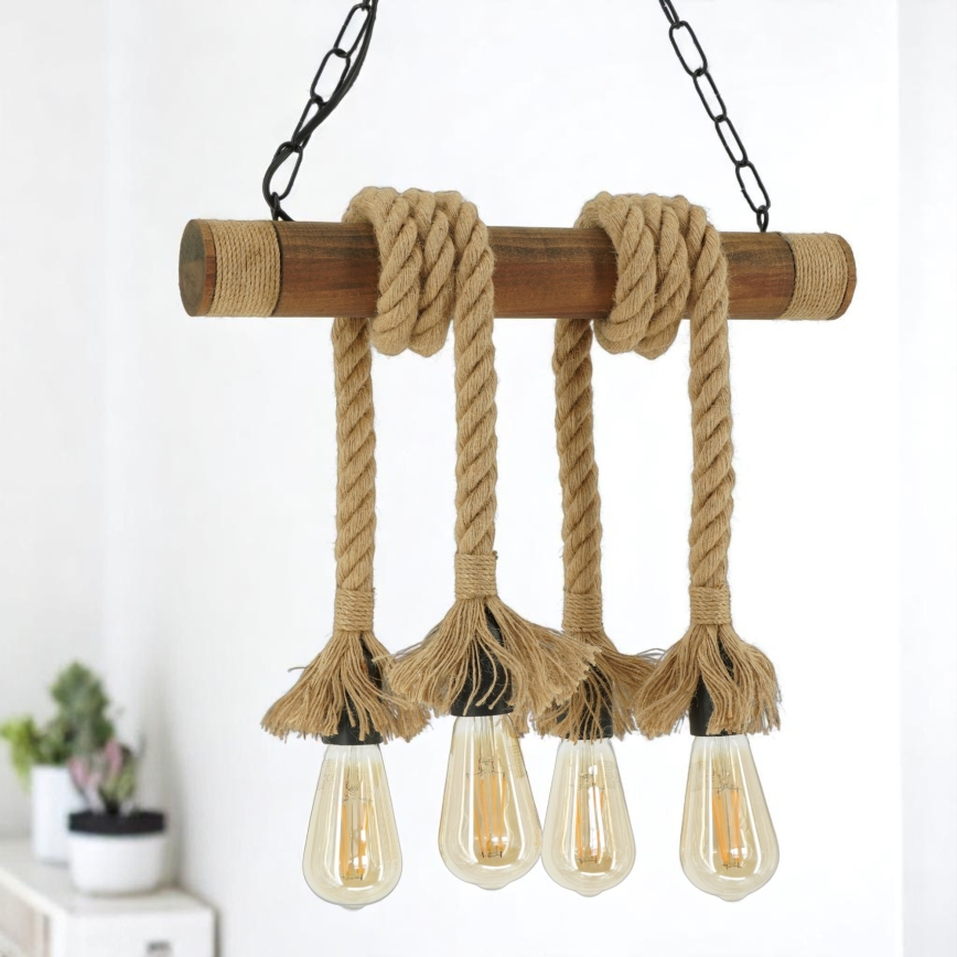 Chandelier on a chain KOS 4xE27/60W/230V beech
