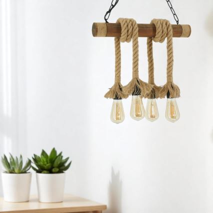 Chandelier on a chain KOS 4xE27/60W/230V beech