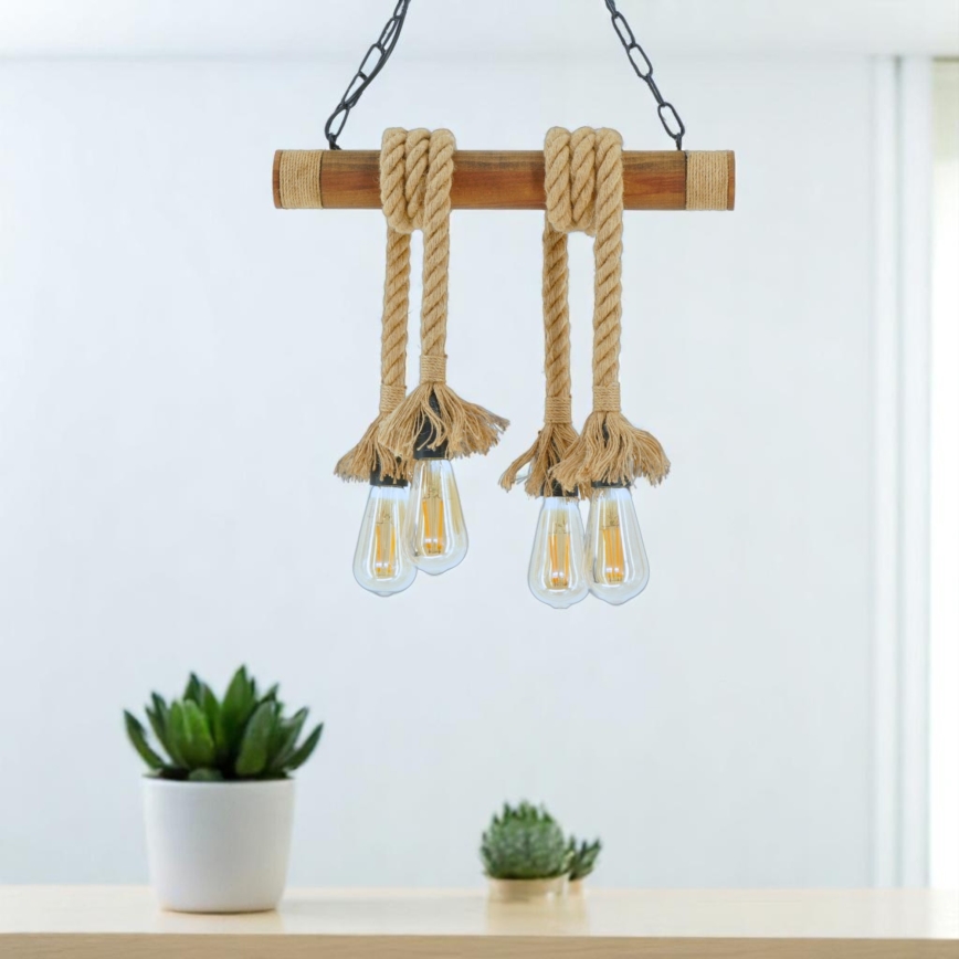 Chandelier on a chain KOS 4xE27/60W/230V beech