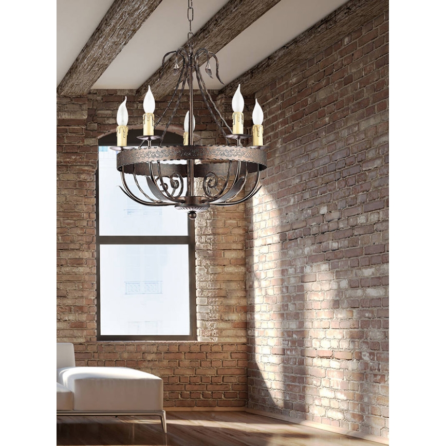 Chandelier on a chain LOARA 5xE14/60W/230V