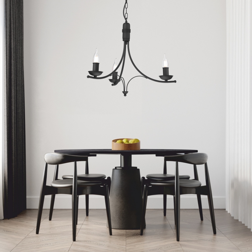Chandelier on a chain LUCY 3xE14/60W/230V black