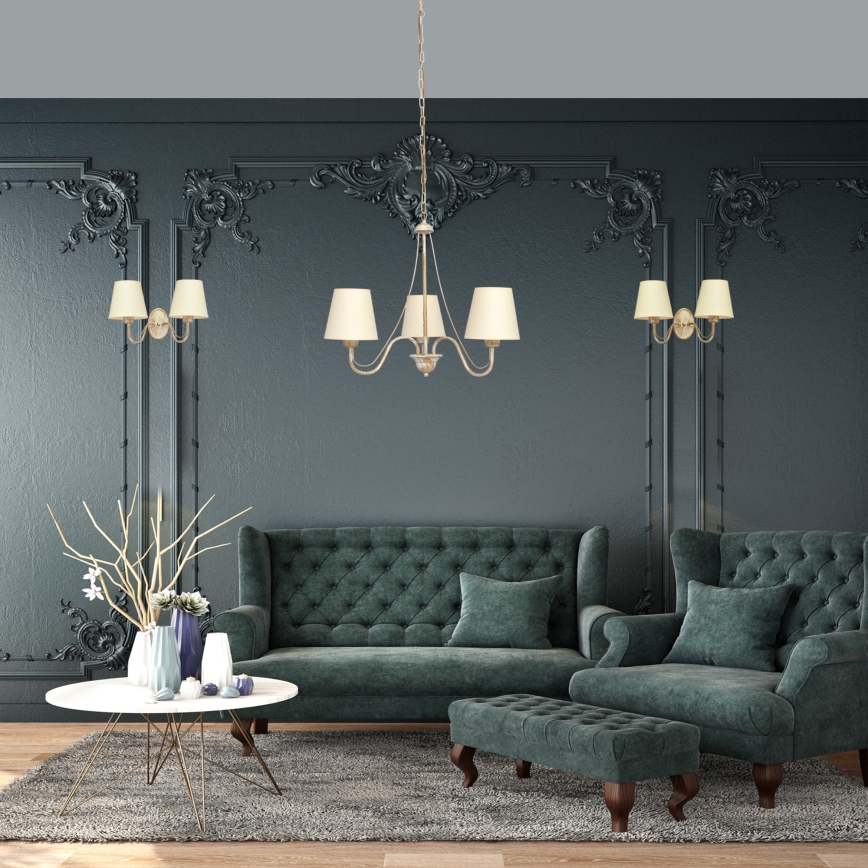 Chandelier on a chain MALBO 3xE27/15W/230V beige