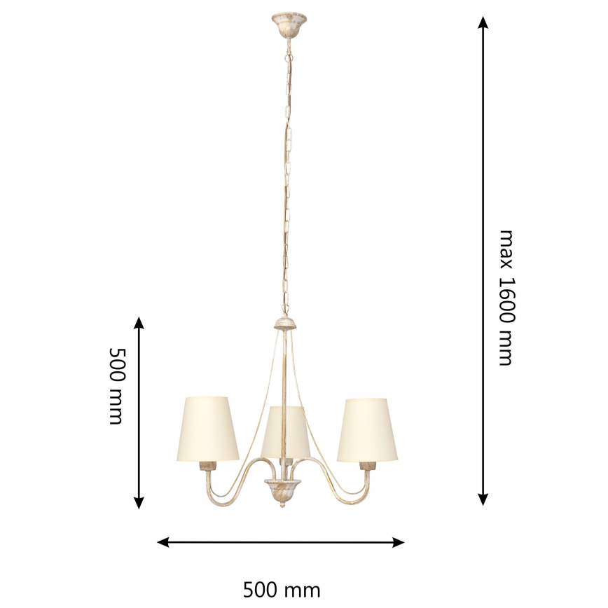 Chandelier on a chain MALBO 3xE27/15W/230V beige