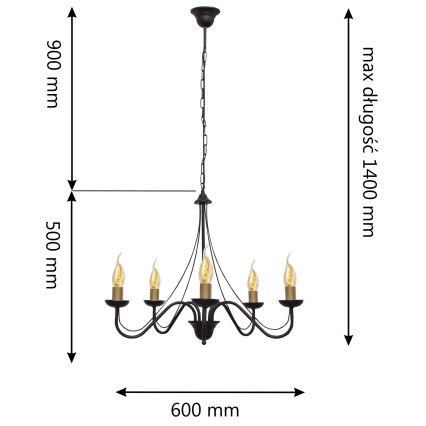 Chandelier on a chain MALBO 5xE14/60W/230V
