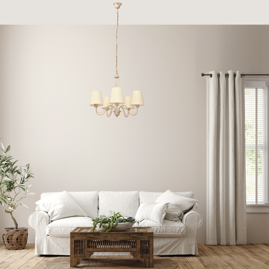 Chandelier on a chain MALBO 5xE27/15W/230V beige