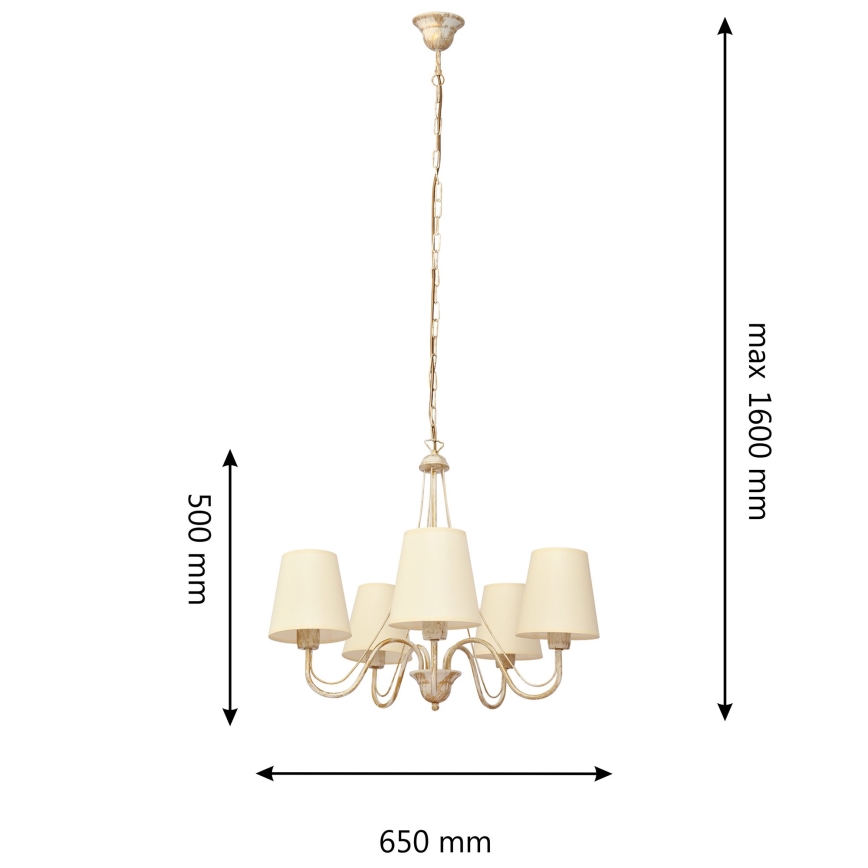 Chandelier on a chain MALBO 5xE27/15W/230V beige