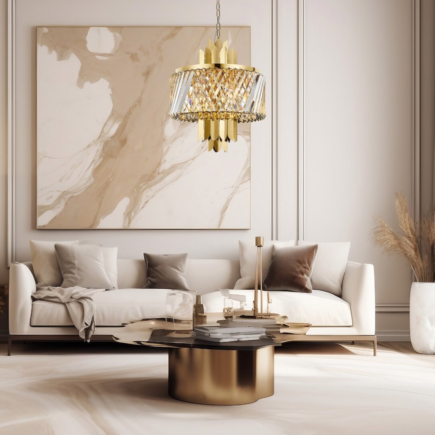 Chandelier on a chain MARGOT 6xE14/40W/230V d. 43 cm gold