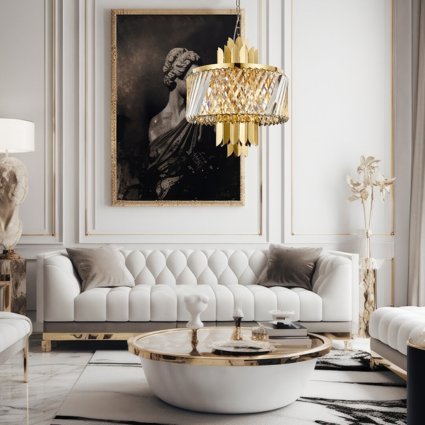 Chandelier on a chain MARGOT 6xE14/40W/230V d. 43 cm gold