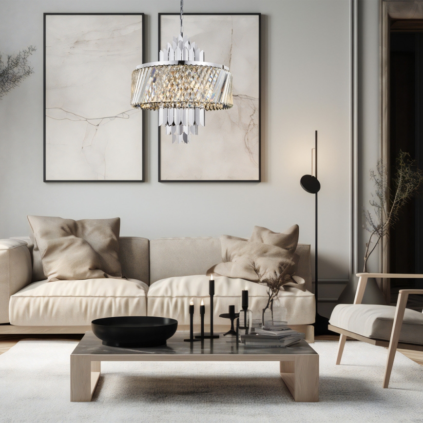 Chandelier on a chain MARGOT 9xE14/40W/230V matte chrome