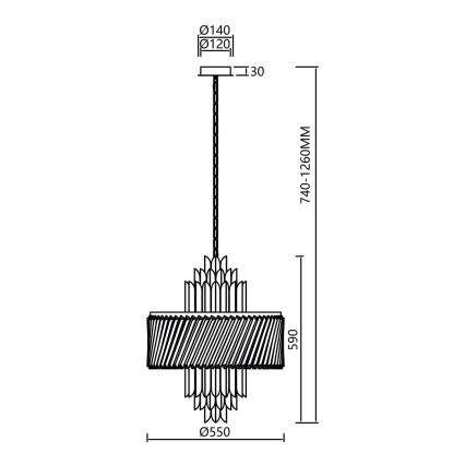 Chandelier on a chain MARGOT 9xE14/40W/230V matte chrome