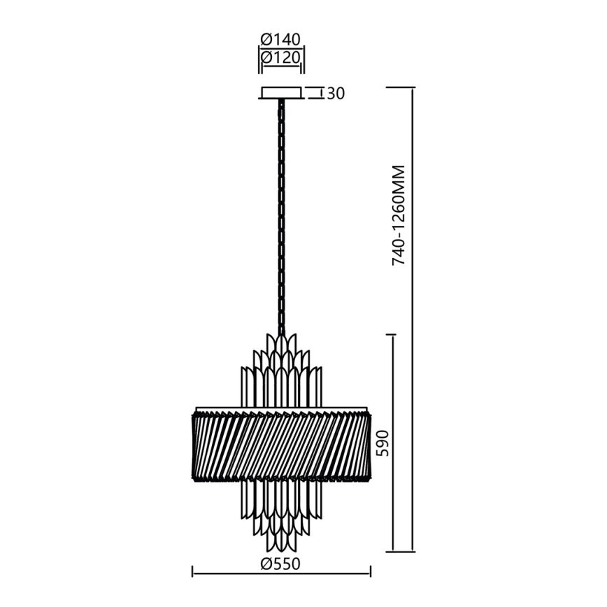 Chandelier on a chain MARGOT 9xE14/40W/230V matte chrome